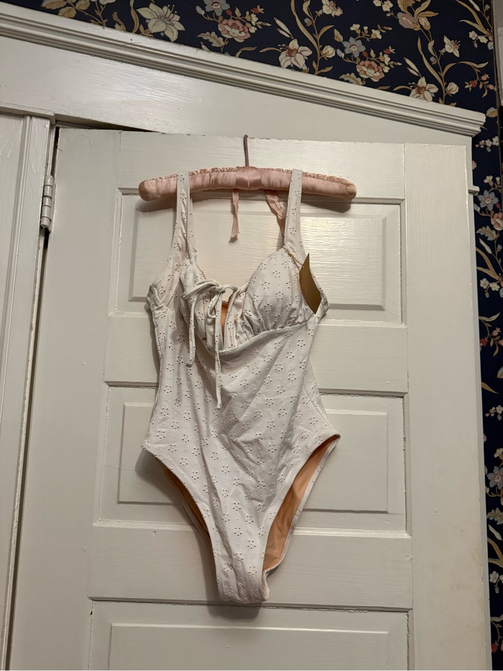 White Eyelet One-Piece with Front Tie